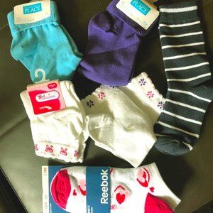 Girls (7 pair) LOT of Socks for Toddler - Reebok